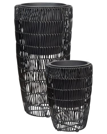 Set mit 2 Blumentöpfen CHELONE 26/34 cm Schwarz Polyrattan