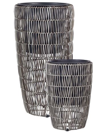 Set mit 2 Blumentöpfen CHELONE Polyrattan 26/34 cm Braun