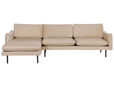 Ecksofa 4-Sitzer VINTERBRO Samtstoff Beige rechtsseitig