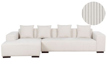 Ecksofa 4-Sitzer LUNGO Cord Cremeweiß rechtsseitig