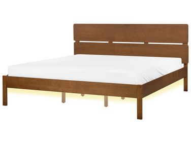 Bett mit LED Holz BOISSET 180 x 200 cm Dunkelbraun