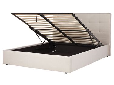 Ottoman Bed LORIENT Fabric Beige 160 x 200 cm (EU King Size)