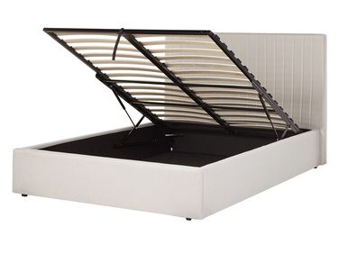 Ottoman Bed VION Fabric Light Beige 140 x 200 cm (EU Double)