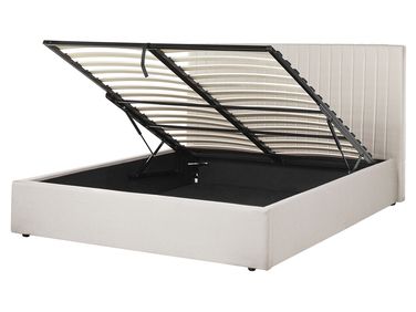 Ottoman Bed VION Fabric Light Beige 160 x 200 cm (EU King Size)