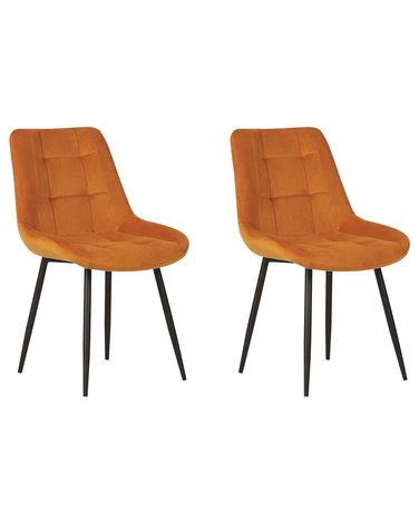 Esszimmerstuhl 2er Set MELROSE Samtstoff Orange