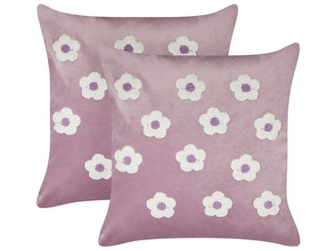 Dekokissen 2er Set ECHINACEA Samtstoff 45 x 45 cm Violett