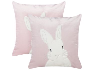 Dekokissen 2er Set IBERIS Samtstoff 45 x 45 cm Rosa