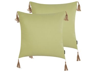 Dekokissen 2er Set CHMISTAR 45 x 45 cm Grün Ohne Muster