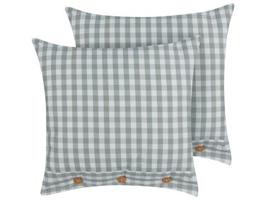 Dekokissen 2er Set TALYA 45 x 45 cm Mintgrün Kariertes Muster