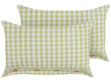 Dekokissen 2er Set TALYA 40 x 60 cm Olivgrün Kariertes Muster