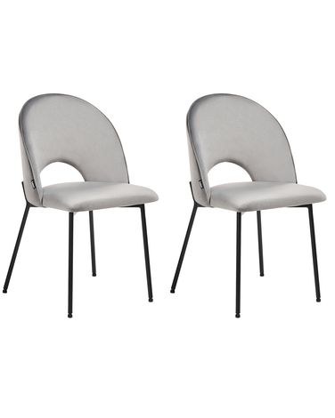 Esszimmerstuhl 2er Set COVELO Samtstoff Grau