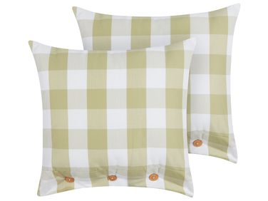 Dekokissen 2er Set TAMNINE 45 x 45 cm Hellgrün Kariertes Muster