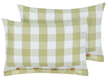 Dekokissen 2er Set TAMNINE 40 x 60 cm Hellgrün Kariertes Muster