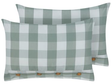 Dekokissen 2er Set TAMNINE 40 x 60 cm Mintgrün Kariertes Muster