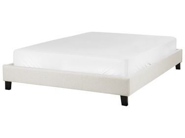 Bed without Headboard Fabric ROANNE 140 x 200 cm (EU Double) Light Beige