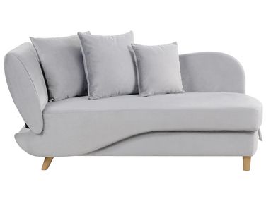 Linksseitige Chaiselongue MERI Samtstoff Hellgrau mit Stauraum