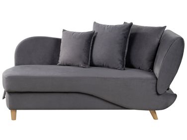 Rechtsseitige Chaiselongue MERI Samtstoff Dunkelgrau mit Stauraum