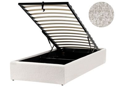Ottoman Bed without Headboard DINAN Boucle Off-White 90 x 200 cm (EU Single)
