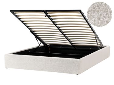 Ottoman Bed without Headboard DINAN Boucle Off-White 140 x 200 cm (EU Double)