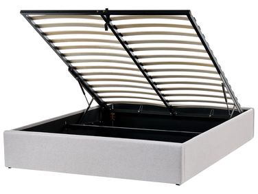 Ottoman Bed without Headboard DINAN Fabric Light Grey 140 x 200 cm (EU Double)