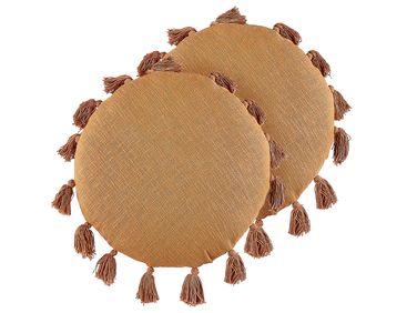Dekokissen 2er Set MADIA Baumwolle 45 x 45 cm Orange Ohne Muster