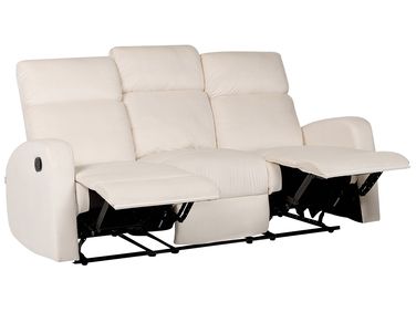 Sofa manuell verstellbar 3-Sitzer VERDAL Samtstoff Cremeweiß