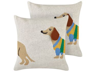 Dekokissen 2er Set BATTAL Baumwolle 45 x 45 cm Beige