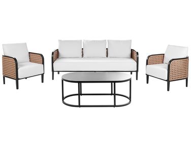 Garden Lounge Set with Table 5 Seater MONTEFALCO White Metal