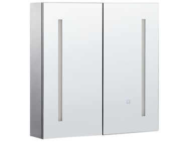 Bathroom Wall Mounted Mirror Cabinet LED CHABUNCO 60 cm 60 cm Black