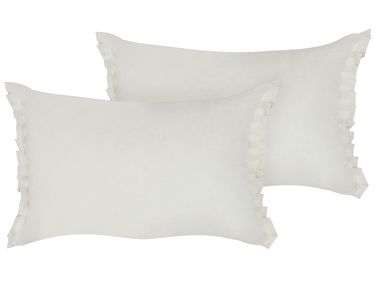 Dekokissen 2er Set SASSAFRAS Leinen 30 x 45 cm Cremeweiß Ohne Muster