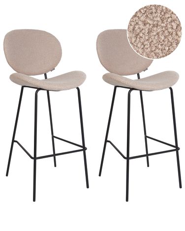 Set mit 2 Barstühlen LUANA Bouclé Hellbeige