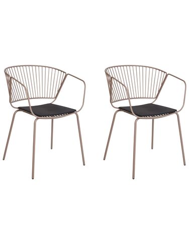 Esszimmerstuhl 2er Set RIGBY Metall Beige