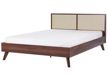 Bett mit Lattenrost Rattan MONPAZIER 180 x 200 cm Dunkelbraun