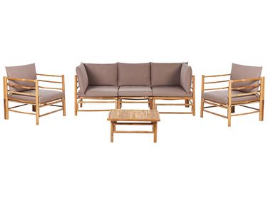 Garden Lounge Set with Table 5 Seater CERRETO Taupe Bamboo