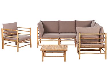 Garden Lounge Set with Table 6 Seater CERRETO Taupe Bamboo