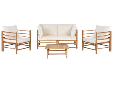 Garden Lounge Set with Table 4 Seater CERRETO Off-White Bamboo