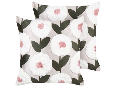 Dekokissen 2er Set KUNRI Baumwolle 45 x 45 cm Bunt Blumenmuster