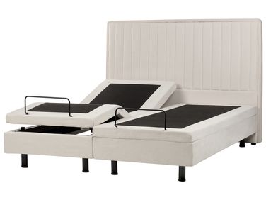 Bett verstellbar Stoff CASTELLAN 160 x 200 cm Hellbeige
