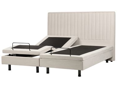 Bett verstellbar Stoff CASTELLAN 180 x 200 cm Hellbeige