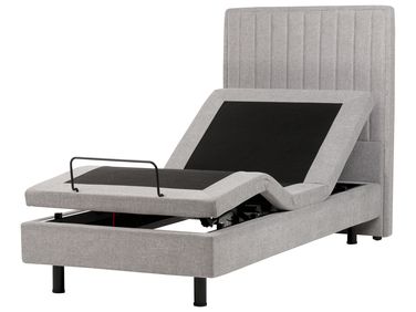 Bett verstellbar Stoff CASTELLAN 90 x 200 cm Hellgrau
