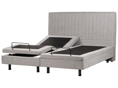 Bett verstellbar Stoff CASTELLAN 180 x 200 cm Hellgrau