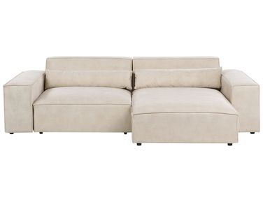 Modular Corner Sofa 3 Seater HELLNAR Left Hand Light Beige Velvet