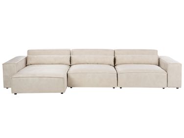 Modul Ecksofa 4-Sitzer HELLNAR rechtsseitig Hellbeige Samtstoff