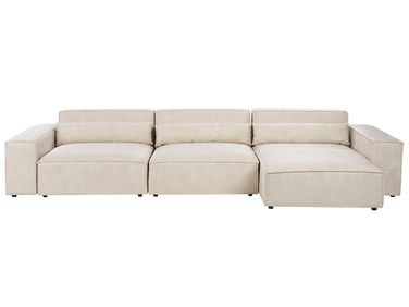 Modul Ecksofa 4-Sitzer HELLNAR linksseitig Hellbeige Samtstoff