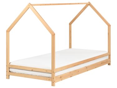 Kinderbett Haus Kiefernholz APPY 90 x 200 cm Hellbraun