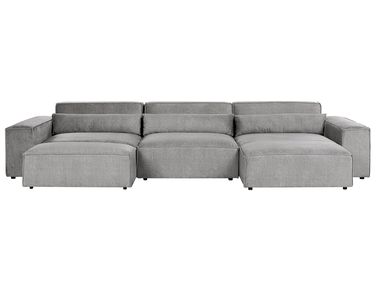 Modul Ecksofa 5-Sitzer HELLNAR linksseitig Grau Stoff mit Ottomane