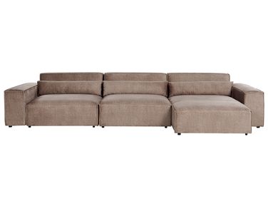 Modul Ecksofa 4-Sitzer HELLNAR linksseitig Hellbraun Stoff