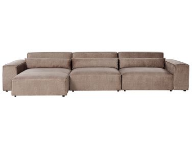 Modul Ecksofa 4-Sitzer HELLNAR rechtsseitig Hellbraun Stoff