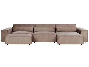 Modul Ecksofa 5-Sitzer HELLNAR linksseitig Hellbraun Stoff mit Ottomane