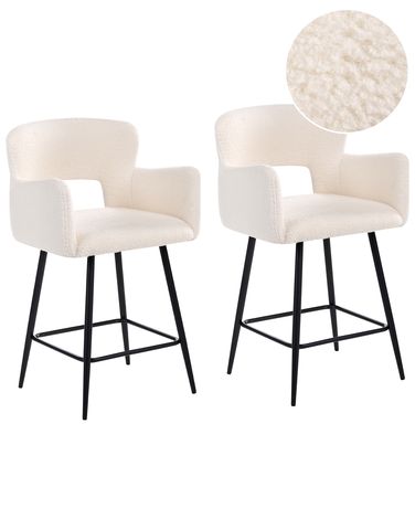 Set mit 2 Barstühlen SANILAC Bouclé Cremeweiß